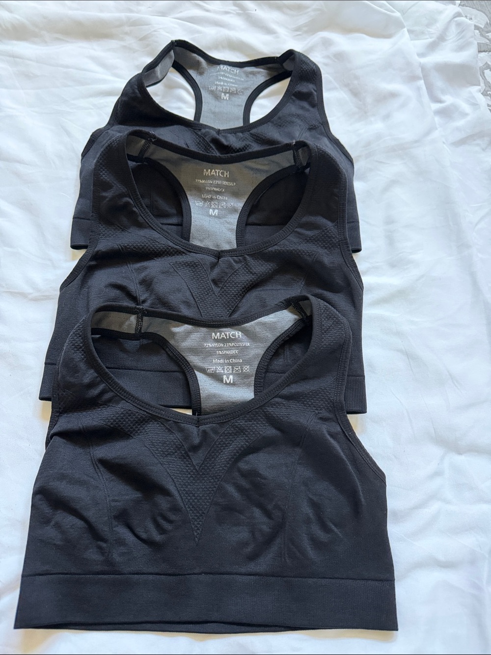MATCH Black Seamless Racerback Sports Crop Top